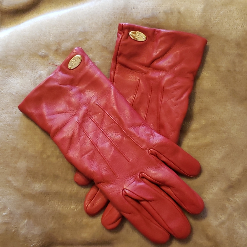 Coach Red Leather Ladies Gloves 7.5